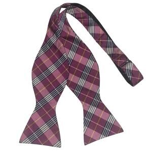 Lauren Ralph Lauren Green Label 100% Silk Pink Plaid Mens Adjustable Bow Tie
